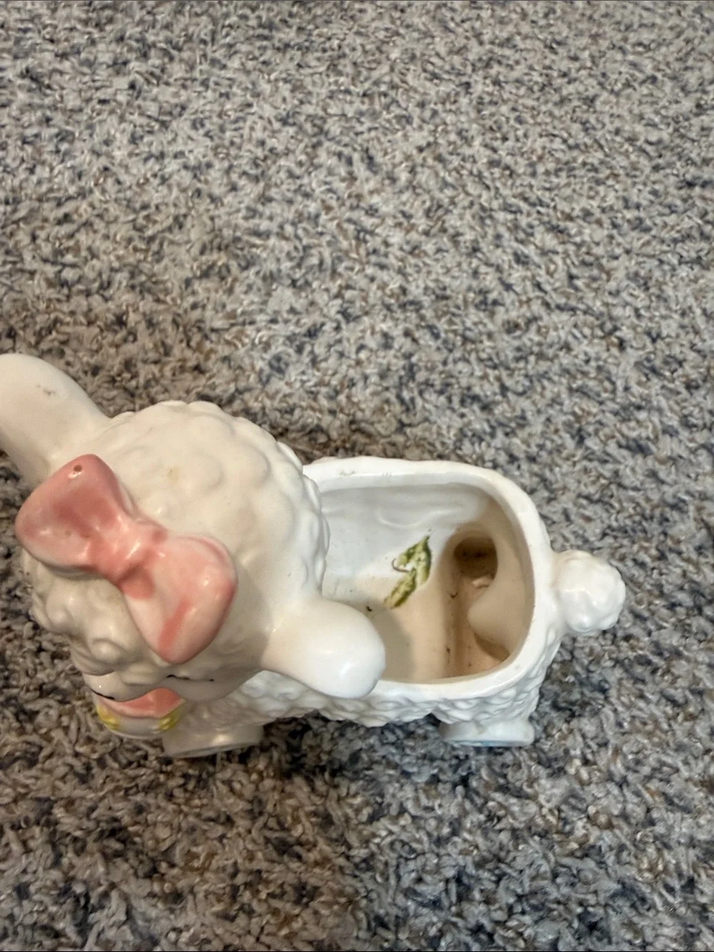 Vtg Baby Lamb on Wheels Bell Planter Art Nursery Pottery Inarco Japan MCM Kitsch